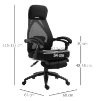 Vinsetto Office Chair with Footrest,High Back Swivel Desk Chair with Adjustable Height and Headrest for Home Office, Black(m-3)