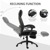Vinsetto Office Chair with Footrest,High Back Swivel Desk Chair with Adjustable Height and Headrest for Home Office, Black(m-5)