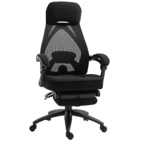 Vinsetto Office Chair with Footrest,High Back Swivel Desk Chair with Adjustable Height and Headrest for Home Office, Black(m-1)