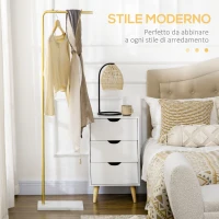 HOMCOM Appendiabiti da Ingresso, Camera da Letto e Soggiorno in Metallo e Marmo, 35x25x152 cm, Oro e Bianco(m-4)