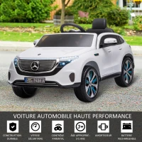 HOMCOM Voiture véhicule électrique Enfants 12 V - V. Max. 5 Km/h Effets sonores + Lumineux Mercedes EQC 400 4matic Blanc(m-4)