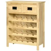 HOMCOM Liquor Cabinet Wine Storage Cabinet with 20-Bottle Wine Racks 2 Drawers for Kitchen Dining Room Natural Wood Effect(m-11)