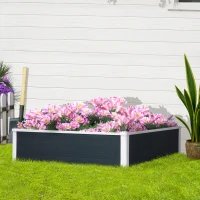 Outsunny Verhoogde Plantenbak met Drainagesysteem, Bescherming tegen Ongedierte, Kunststof, Grijs, 120 x 90 x 30 cm(m-10)