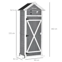 Outsunny Casetta da Giardino Porta Attrezzi in Abete con Ripiano Rimovibile e Tavolo da Lavoro, 78x52.5x182 cm, Grigia(m-3)