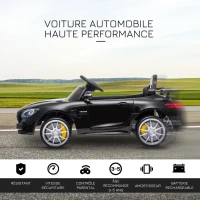 HOMCOM Voiture véhicule électrique Enfants 12 V - V. Max. 5 Km/h Effets sonores, Lumineux, télécommande Mercedes-AMG GT R Noir(m-4)