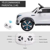 HOMCOM Voiture véhicule électrique Enfants 12 V - V. Max. 5 Km/h Effets sonores + Lumineux Mercedes EQC 400 4matic Blanc(m-6)
