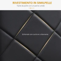 HOMCOM Set di 4 Sedie da Pranzo con Schienale Alto in Finta Pelle e Acciaio, 41x50x97cm, Nero(m-5)