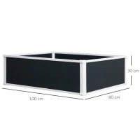 Outsunny Verhoogde Kweekbak, Plantenbak met Drainagefunctie, Bescherming tegen Ongedierte, Kunststof, Grijs, 100 x 80 x 30 cm(m-3)