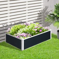 Outsunny Verhoogde Kweekbak, Plantenbak met Drainagefunctie, Bescherming tegen Ongedierte, Kunststof, Grijs, 100 x 80 x 30 cm(m-2)