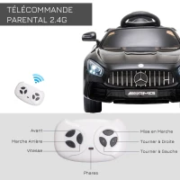 HOMCOM Voiture véhicule électrique Enfants 12 V - V. Max. 5 Km/h Effets sonores, Lumineux, télécommande Mercedes-AMG GT R Noir(m-5)