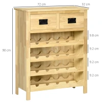 HOMCOM Liquor Cabinet Wine Storage Cabinet with 20-Bottle Wine Racks 2 Drawers for Kitchen Dining Room Natural Wood Effect(m-3)