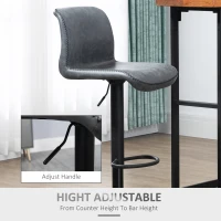 HOMCOM Set of 2 Bar Stool Adjustable Height Swivel Footrest and Base for Breakfast Bar, Kitchen and Home, Dark Grey(m-5)