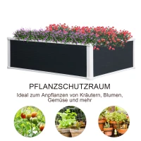 Outsunny Verhoogde Kweekbak, Plantenbak met Drainagefunctie, Bescherming tegen Ongedierte, Kunststof, Grijs, 100 x 80 x 30 cm(m-5)