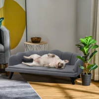 PawHut Dog Sofa, Pet Couch Bed for Medium, Large Dogs, with Legs, Cushion - Grey(m-2)