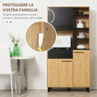 HOMCOM Mobile Cucina Moderno in Truciolato e Legno di Pino con Cassetti e Ripiani Regolabili, 90x40x180 cm(m-8)