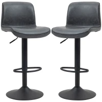 HOMCOM Set of 2 Bar Stool Adjustable Height Swivel Footrest and Base for Breakfast Bar, Kitchen and Home, Dark Grey(m-11)