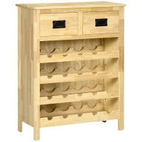 HOMCOM Liquor Cabinet Wine Storage Cabinet with 20-Bottle Wine Racks 2 Drawers for Kitchen Dining Room Natural Wood Effect(m-1)