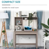 HOMCOM Computer Desk with Hutch, Bookshelf, Display Shelves Rectangle Home Office Table Workstation, Brown Wood Grain(m-4)