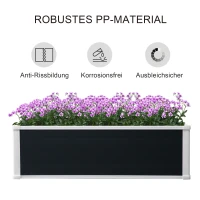 Outsunny Verhoogde Kweekbak, Plantenbak met Drainagefunctie, Bescherming tegen Ongedierte, Kunststof, Grijs, 100 x 80 x 30 cm(m-6)
