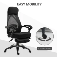 Vinsetto Office Chair with Footrest,High Back Swivel Desk Chair with Adjustable Height and Headrest for Home Office, Black(m-7)