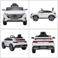 HOMCOM Voiture véhicule électrique Enfants 12 V - V. Max. 5 Km/h Effets sonores + Lumineux Mercedes EQC 400 4matic Blanc(m-8)