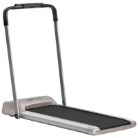 HOMCOM 1-10kmh Folding Treadmill, Electric Running machine, with Wheels, Safety Button, LCD Monitor, Phone Holder(m-1)