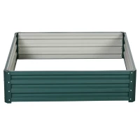 Outsunny Square Raised Garden Bed Box with Weatherized Steel Frame for Vegetables, Flowers, & Herbs, 120 x 120 x 30cm, Green(m-12)