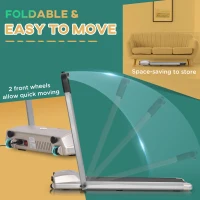 HOMCOM 1-10kmh Folding Treadmill, Electric Running machine, with Wheels, Safety Button, LCD Monitor, Phone Holder(m-5)