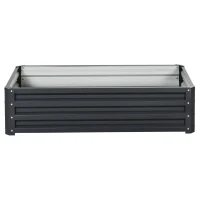 Outsunny Raised Beds for Garden, Galvanized Outdoor Planters, for Herbs and Vegetables, Use for Patio, Backyard, Balcony, Grey(m-13)