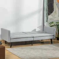 HOMCOM 3-Seater Sofa Bed Click-Clack Settee Recliner Couch with Wood Legs for Living Room, Grey(m-13)