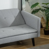 HOMCOM 3-Seater Sofa Bed Click-Clack Settee Recliner Couch with Wood Legs for Living Room, Grey(m-11)