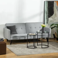 HOMCOM 3-Seater Sofa Bed Click-Clack Settee Recliner Couch with Wood Legs for Living Room, Grey(m-12)