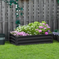 Outsunny Raised Beds for Garden, Galvanized Outdoor Planters, for Herbs and Vegetables, Use for Patio, Backyard, Balcony, Grey(m-12)