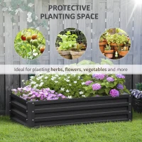 Outsunny Raised Beds for Garden, Galvanized Outdoor Planters, for Herbs and Vegetables, Use for Patio, Backyard, Balcony, Grey(m-6)