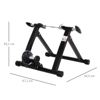 HOMCOM Rodillo de Bicicleta Entrenamiento Plegable con Resistencia Magnética para Ruedas de 26-28 Pulgadas Soporte Entrenador Bici para Casa Interior 54,5x47,2x39,1 cm Negro(m-3)