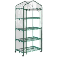 Outsunny Serra per Piante Verticale con Scaffale a 4 Ripiani in Acciaio e PVC Bianco, 69x50x165cm(m-1)