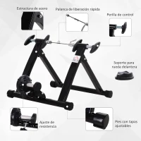 HOMCOM Rodillo de Bicicleta Entrenamiento Plegable con Resistencia Magnética para Ruedas de 26-28 Pulgadas Soporte Entrenador Bici para Casa Interior 54,5x47,2x39,1 cm Negro(m-4)