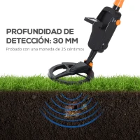 Outsunny Detector de Metales Fácil de usar Alta Precisión Pantalla LCD Bobina de Búsqueda Impermeable Ideal para Principiantes(m-6)