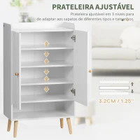 HOMCOM Sapateira com Prateleira Aberta e Prateleiras Ajustáveis para 15 Pares de Sapatos para Corredor Entrada 60x33x100cm Branco(m-5)