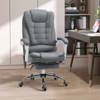 Vinsetto Heated 6 Points Vibration Massage Executive Office Chair Adjustable Swivel Ergonomic High Back Desk Chair Recliner with Footrest Grey(m-13)