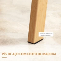 HOMCOM Mesa de Jantar para 4 Pessoas com Bancada de Vidro Temperado e Pés de Aço com Efeito de Madeira 120x60x76cm Transparente e Madeira(m-6)