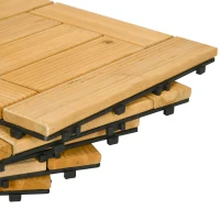 Outsunny Conjunto de 27 Peças de Deck de Madeira para Exterior 30x30cm Área de 2,43 m² com Sistema Clic Madeira(m-9)