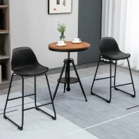 HOMCOM Juego de 2 Taburetes Altos de Cocina Tapizado en PU Taburetes de Bar de Estilo Moderno 43x43x82 cm Negro(m-2)