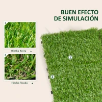 Outsunny Césped Artificial 30x30 cm 10 Piezas con Altura de Hierba 25mm Alta Densidad de 6500 Tipo Alfombra o Estera de Hierba Sintética de Exterior para Jardín y Terraza Verde(m-6)