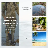 Outsunny Detector de Metales Fácil de usar Alta Precisión Pantalla LCD Bobina de Búsqueda Impermeable Ideal para Principiantes(m-5)