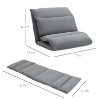 HOMCOM Poltrona da Terra con Schienale Reclinabile in Tessuto, 71x72x60cm, Grigio Scuro(m-3)