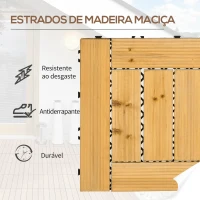 Outsunny Conjunto de 27 Peças de Deck de Madeira para Exterior 30x30cm Área de 2,43 m² com Sistema Clic Madeira(m-4)