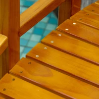 Outsunny Wooden Garden Bridge - With Safety Railings, Arc Footbridge for Backyard Pond Stream, Brown(m-9)