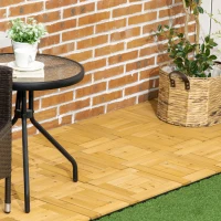 Outsunny Conjunto de 27 Peças de Deck de Madeira para Exterior 30x30cm Área de 2,43 m² com Sistema Clic Madeira(m-2)
