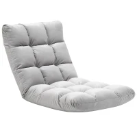 HOMCOM Poltrona Relax da Terra con Schienale Reclinabile fino 180°, 71x55x53.5cm, Grigio Chiaro(m-11)